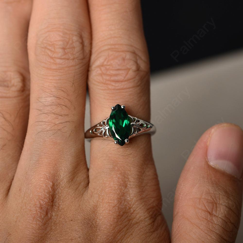 Marquise Cut Emerald Cocktail Ring - Palmary