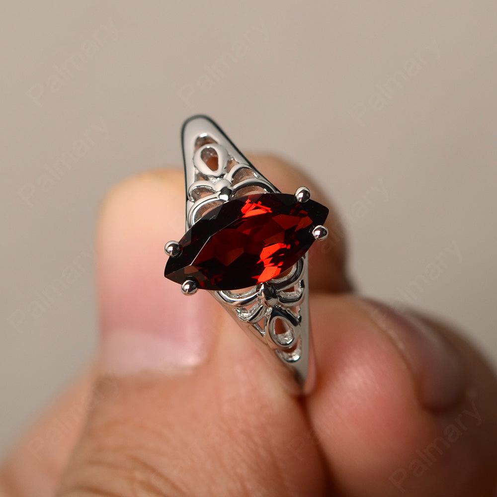 Marquise Cut Garnet Cocktail Ring - Palmary