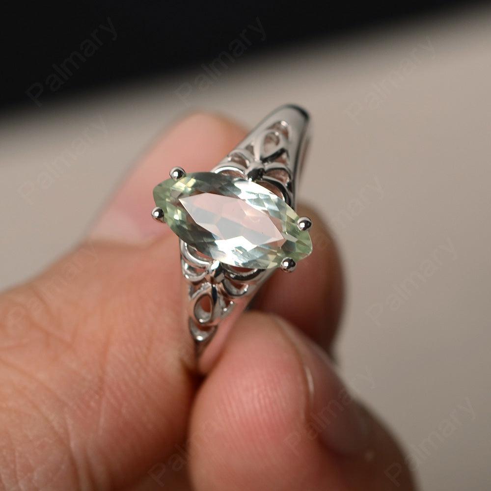 Marquise Cut Green Amethyst Cocktail Ring - Palmary