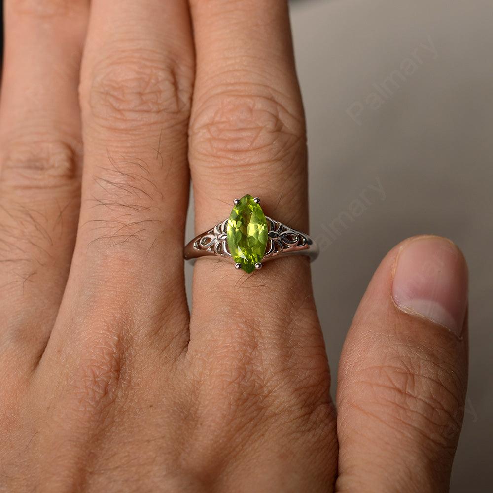 Marquise Cut Peridot Cocktail Ring - Palmary