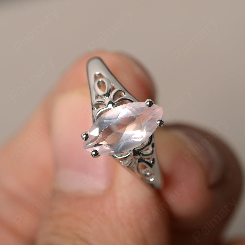 Marquise Cut Rose Quartz Cocktail Ring - Palmary