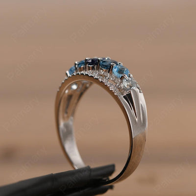 Wide Cluster Sapphire and Blue Topaz and Aquamarine Ring - Palmary