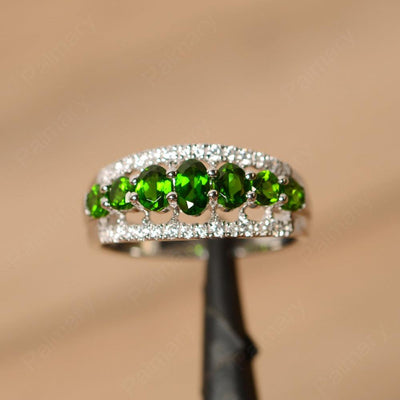 Wide Cluster Diopside Ring - Palmary