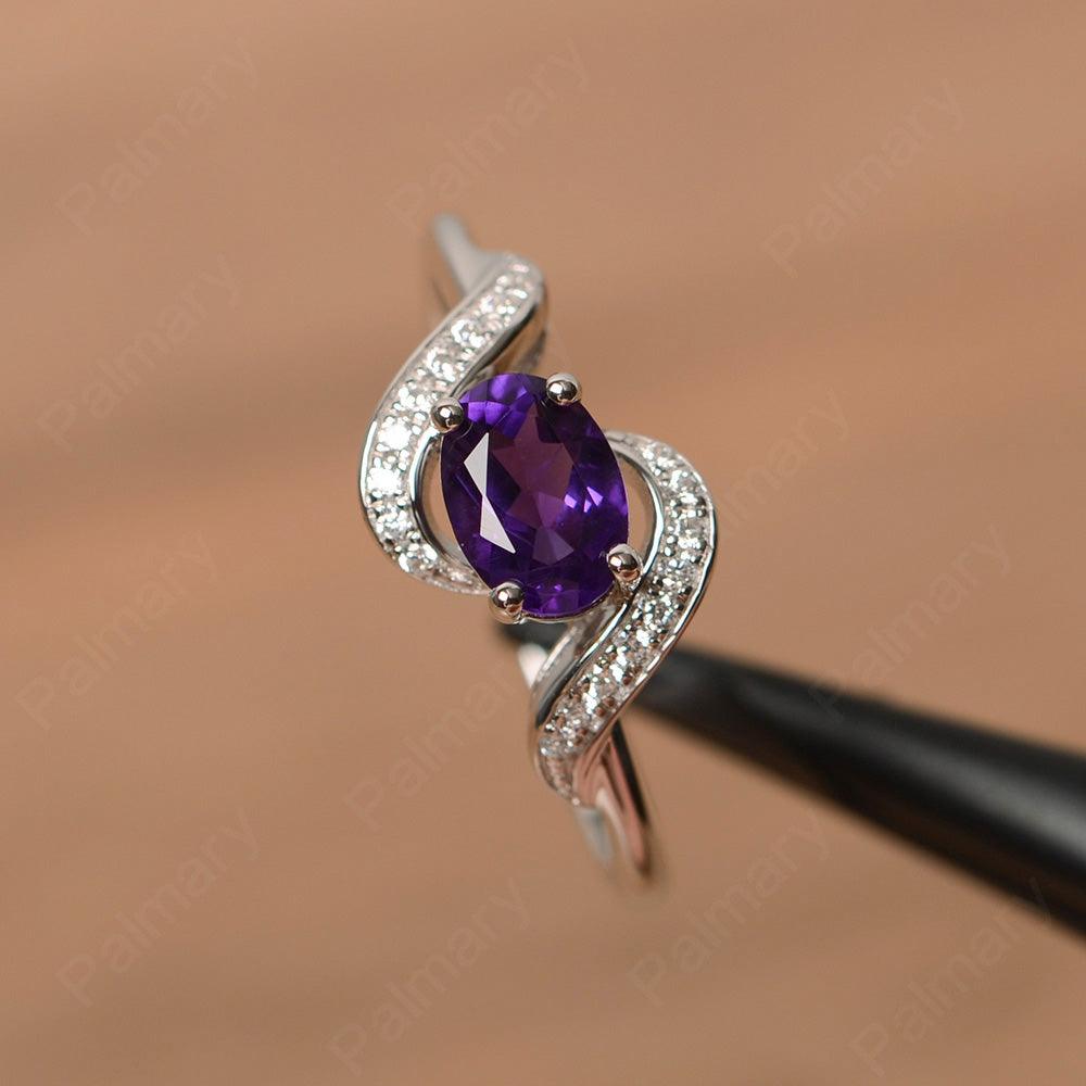 Oval Amethyst Promise Rings - Palmary