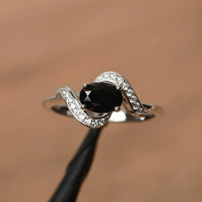 Oval Black Spinel Promise Rings - Palmary