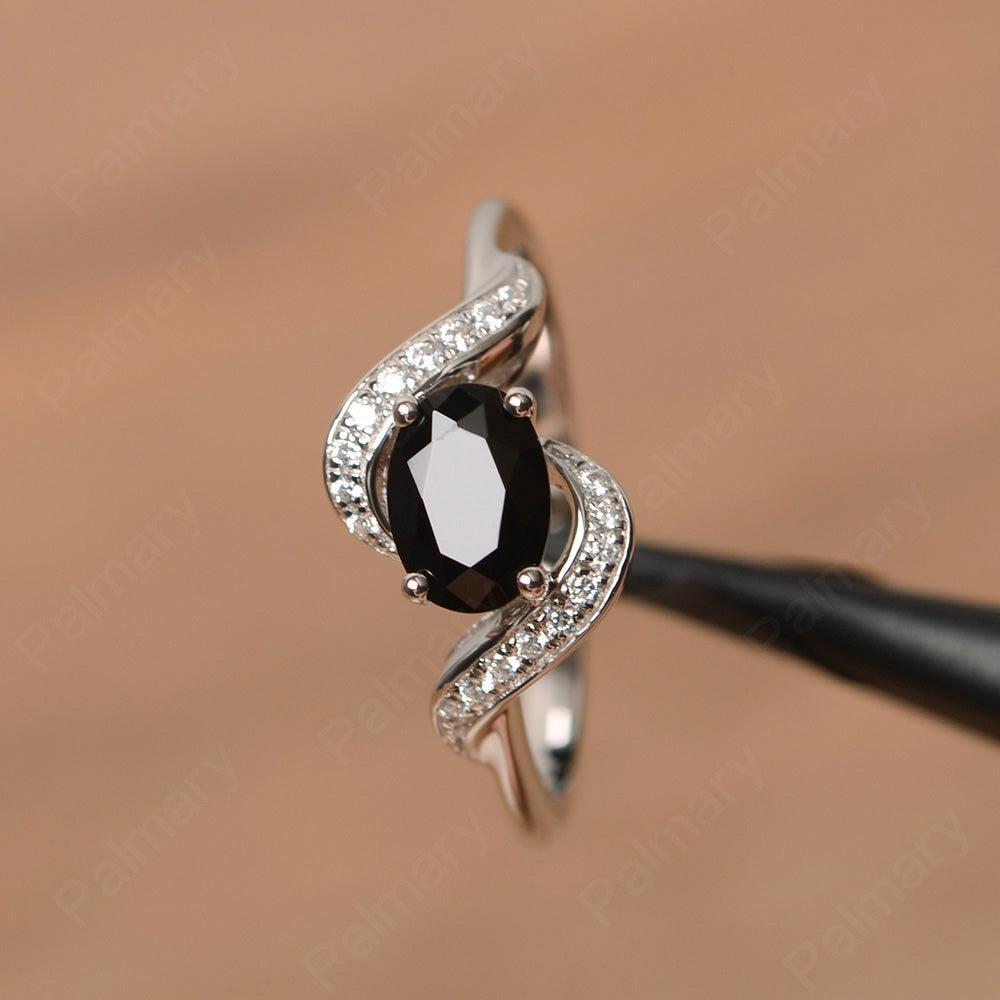 Oval Black Spinel Promise Rings - Palmary