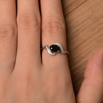 Oval Black Spinel Promise Rings - Palmary