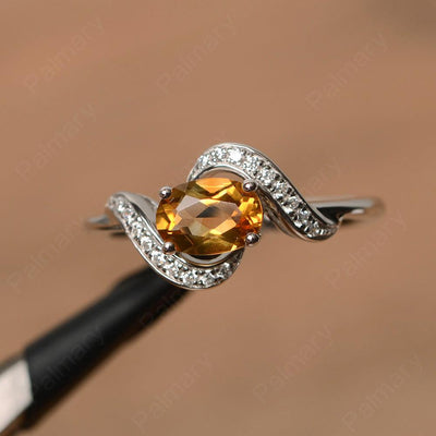 Oval Citrine Promise Rings - Palmary