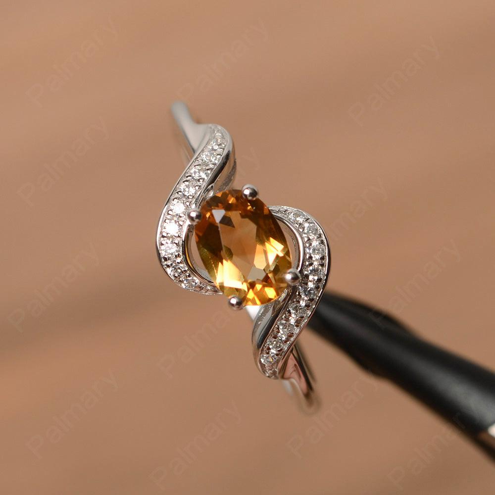 Oval Citrine Promise Rings - Palmary