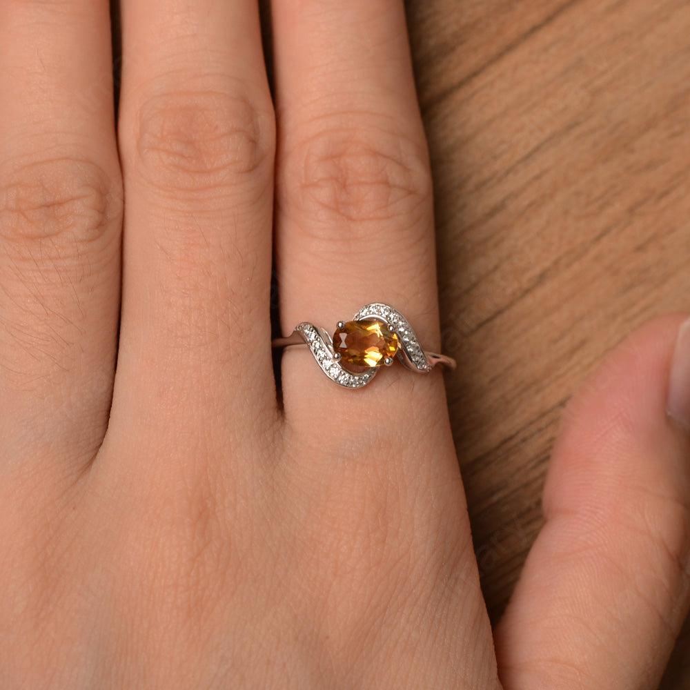 Oval Citrine Promise Rings - Palmary