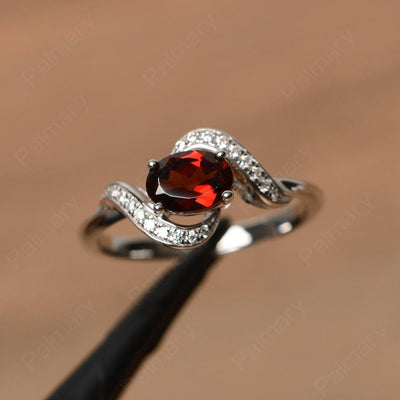 Oval Garnet Promise Rings - Palmary