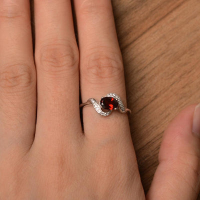 Oval Garnet Promise Rings - Palmary