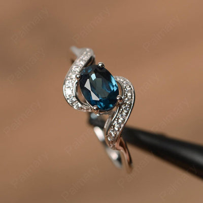 Oval London Blue Topaz Promise Rings - Palmary