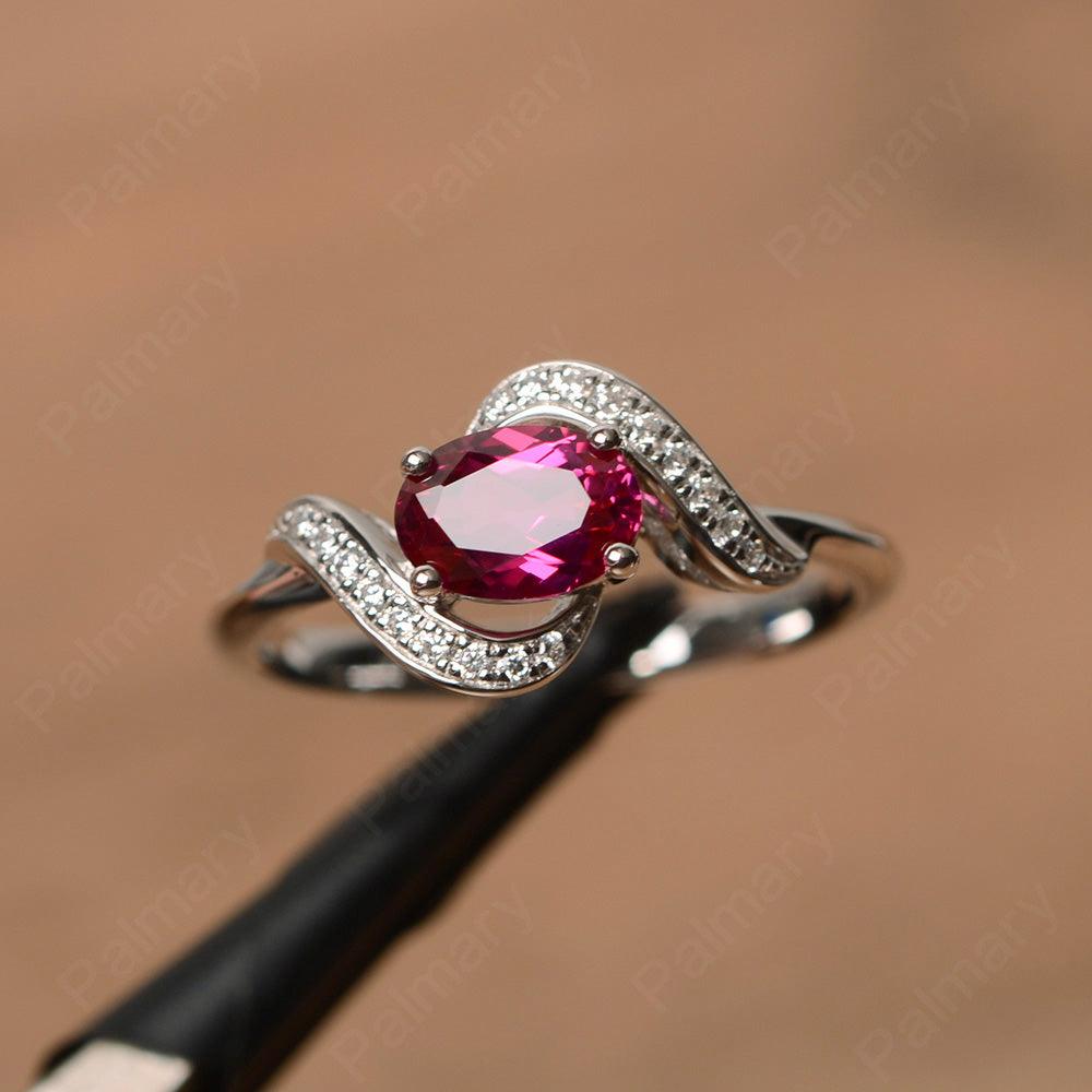 Oval Ruby Promise Rings - Palmary