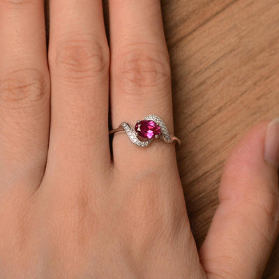 Oval Ruby Promise Rings - Palmary