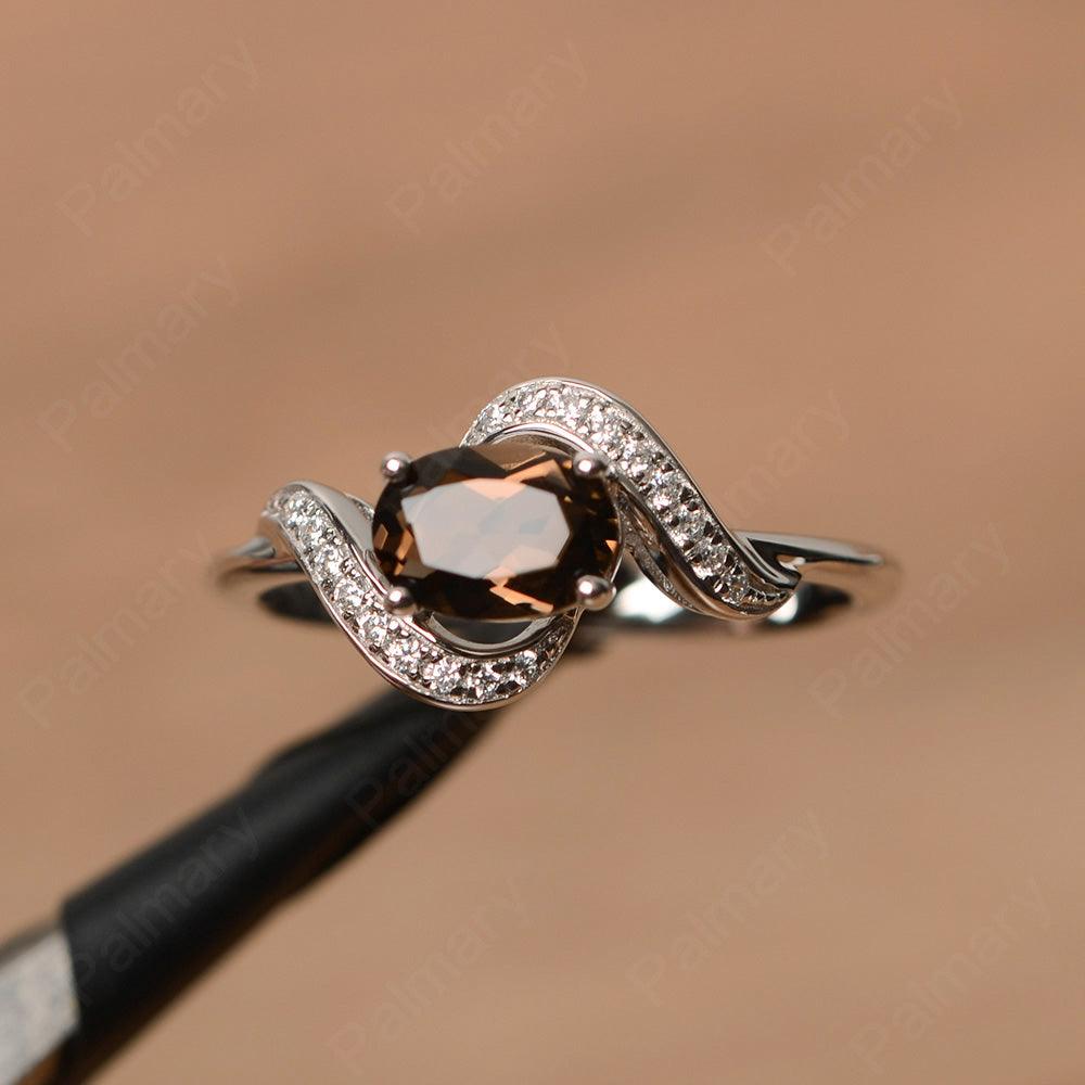 Oval Smoky Quartz  Promise Rings - Palmary