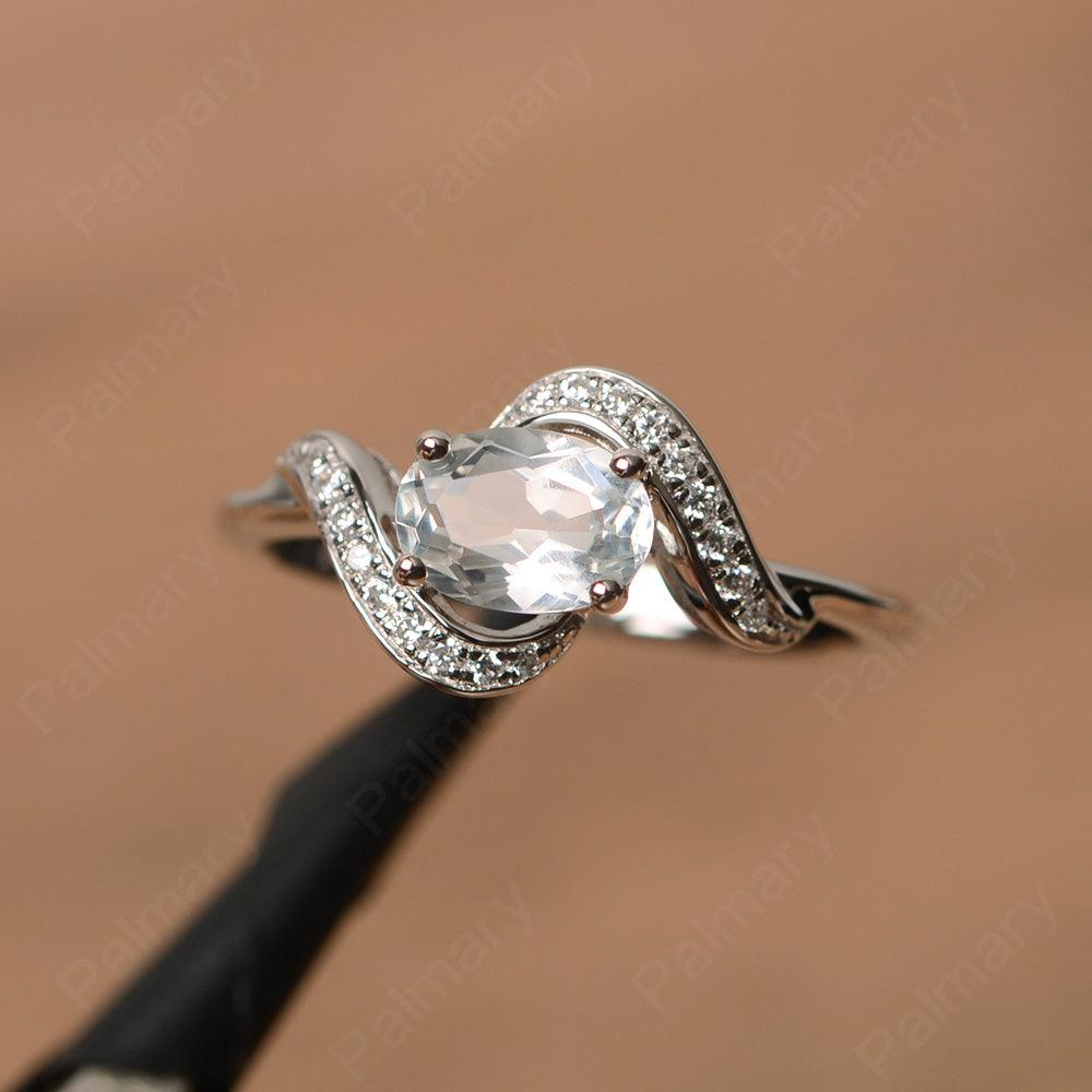 Oval White Topaz Promise Rings - Palmary