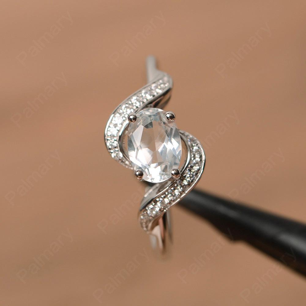 Oval White Topaz Promise Rings - Palmary