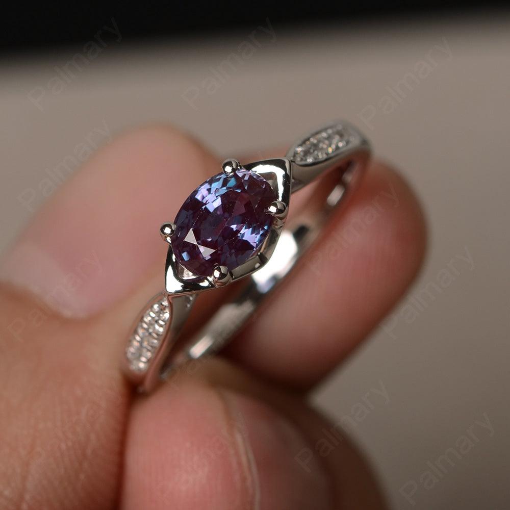 East West Oval Cut Alexandrite Wedding Ring - Palmary