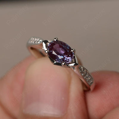 East West Oval Cut Alexandrite Wedding Ring - Palmary