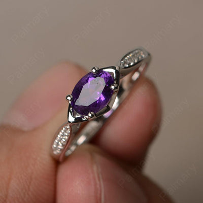 East West Oval Cut Amethyst Wedding Ring - Palmary