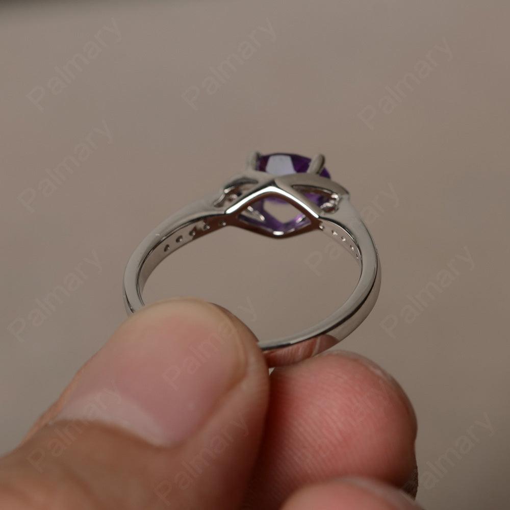 East West Oval Cut Amethyst Wedding Ring - Palmary