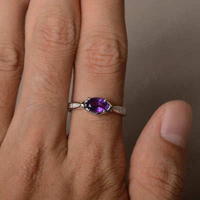 East West Oval Cut Amethyst Wedding Ring - Palmary