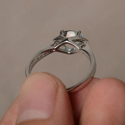 East West Oval Cut Aquamarine Wedding Ring - Palmary