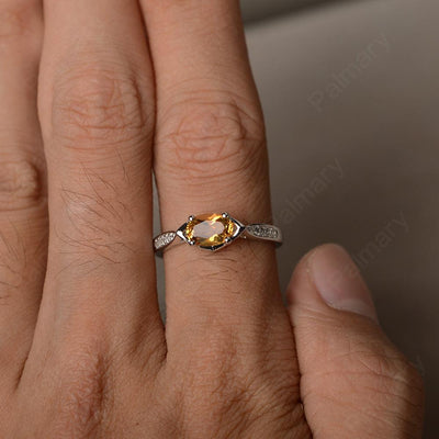 East West Oval Cut Citrine Wedding Ring - Palmary