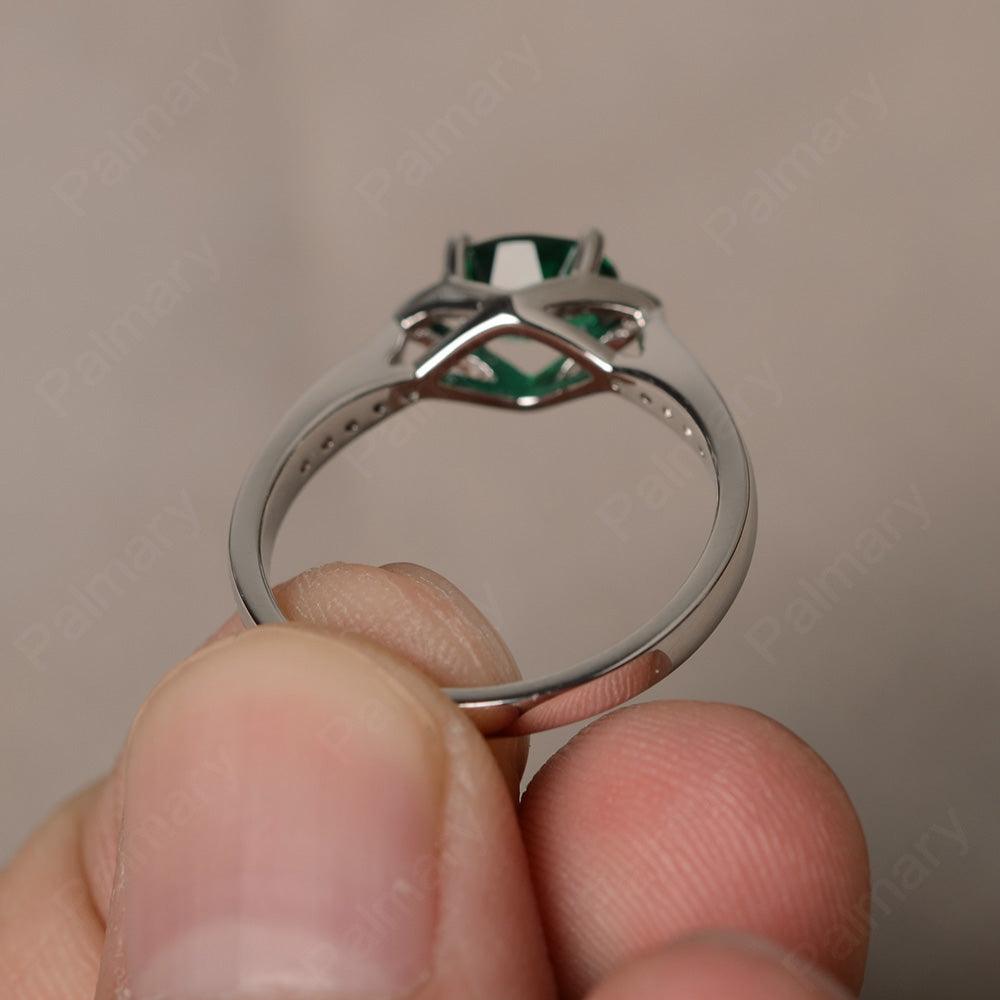 East West Oval Cut Emerald Wedding Ring - Palmary