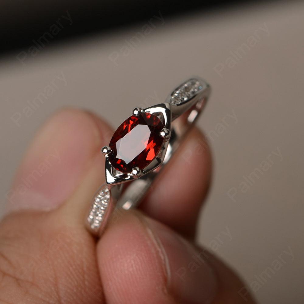 East West Oval Cut Garnet Wedding Ring - Palmary