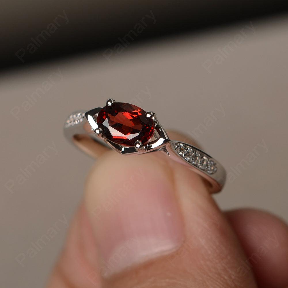 East West Oval Cut Garnet Wedding Ring - Palmary