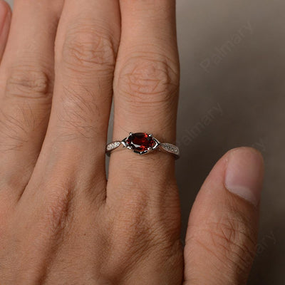 East West Oval Cut Garnet Wedding Ring - Palmary