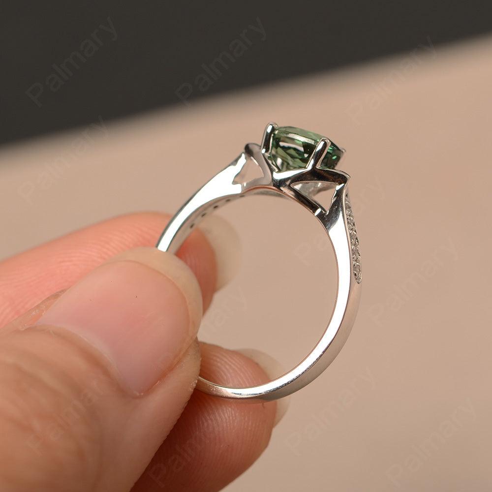 East West Oval Cut Green Sapphire Wedding Ring - Palmary