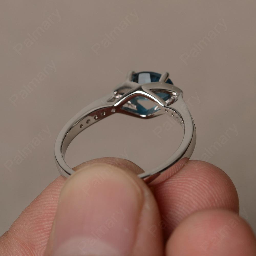 East West Oval Cut London Blue Topaz Wedding Ring - Palmary