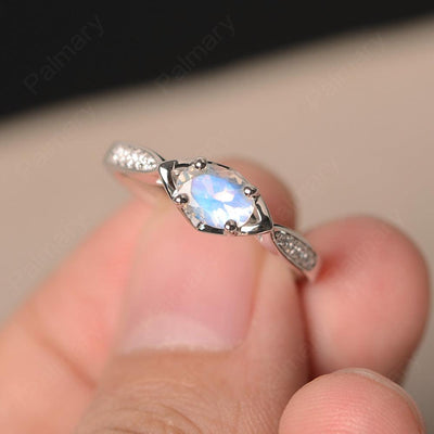 East West Oval Cut Moonstone Wedding Ring - Palmary