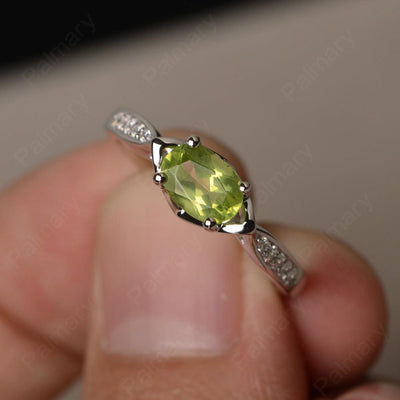 East West Oval Cut Peridot Wedding Ring - Palmary