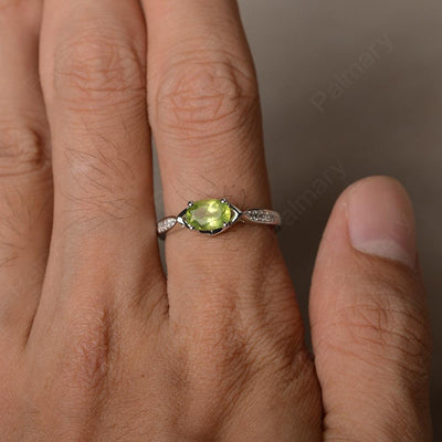 East West Oval Cut Peridot Wedding Ring - Palmary