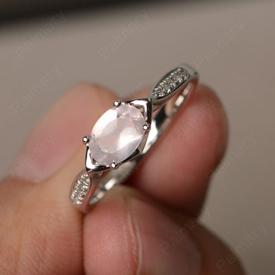 East West Oval Cut Rose Quartz Wedding Ring - Palmary