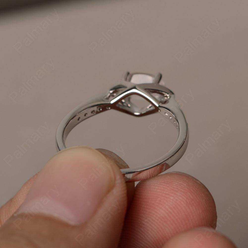 East West Oval Cut Rose Quartz Wedding Ring - Palmary