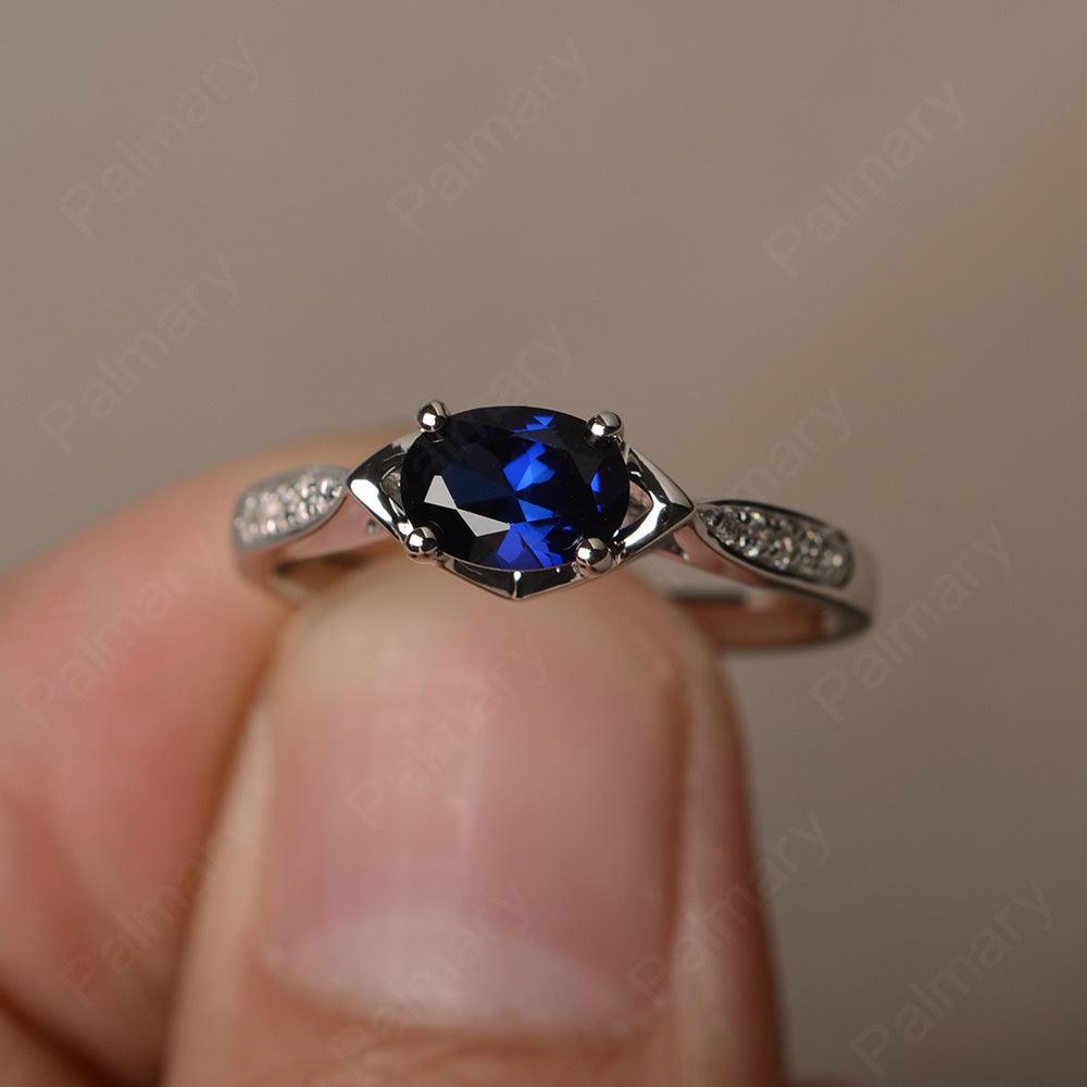 East West Oval Cut Sapphire Wedding Ring - Palmary