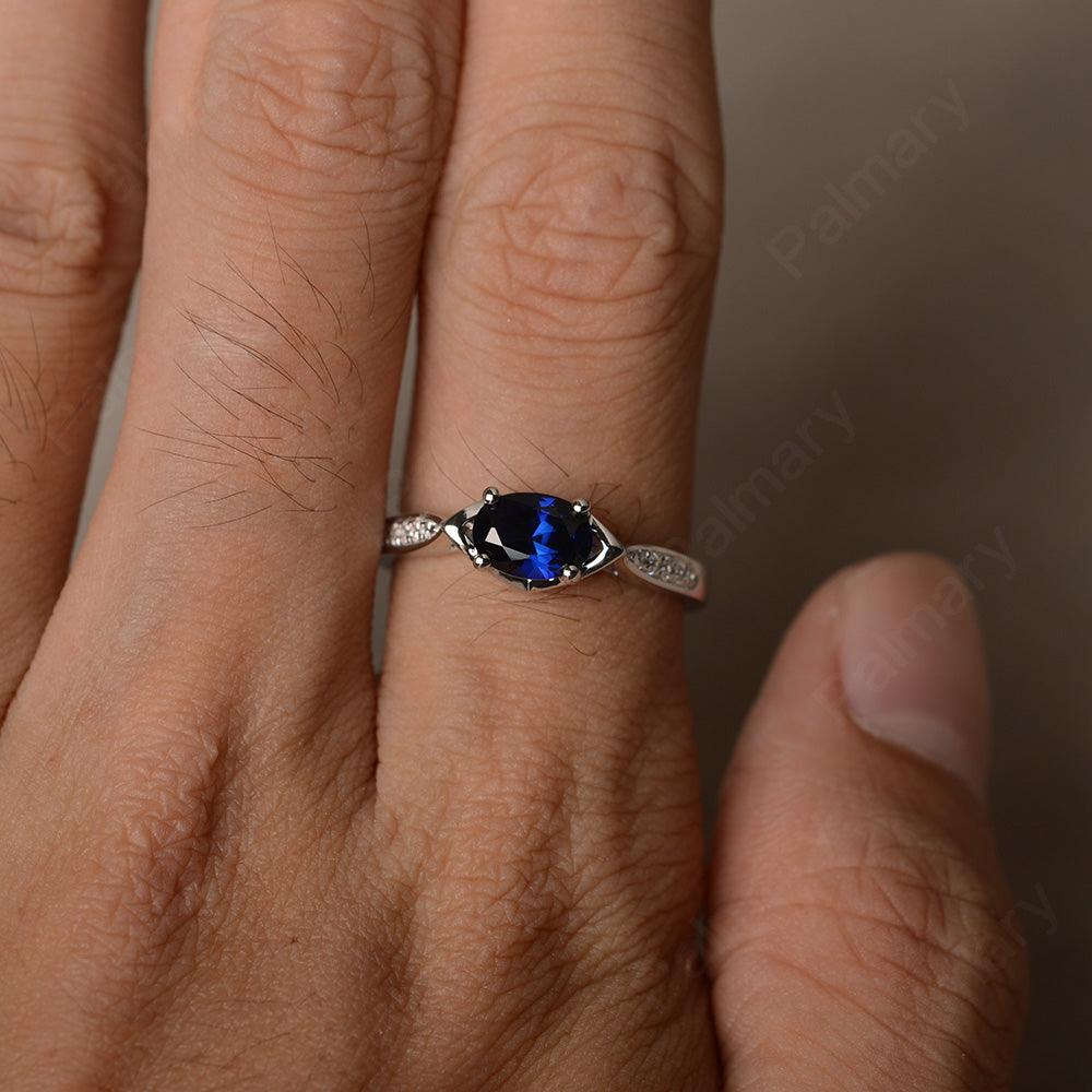 East West Oval Cut Sapphire Wedding Ring - Palmary