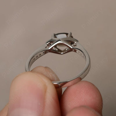 East West Oval Cut Smoky Quartz  Wedding Ring - Palmary
