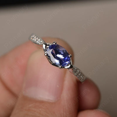 East West Oval Cut Tanzanite Wedding Ring - Palmary