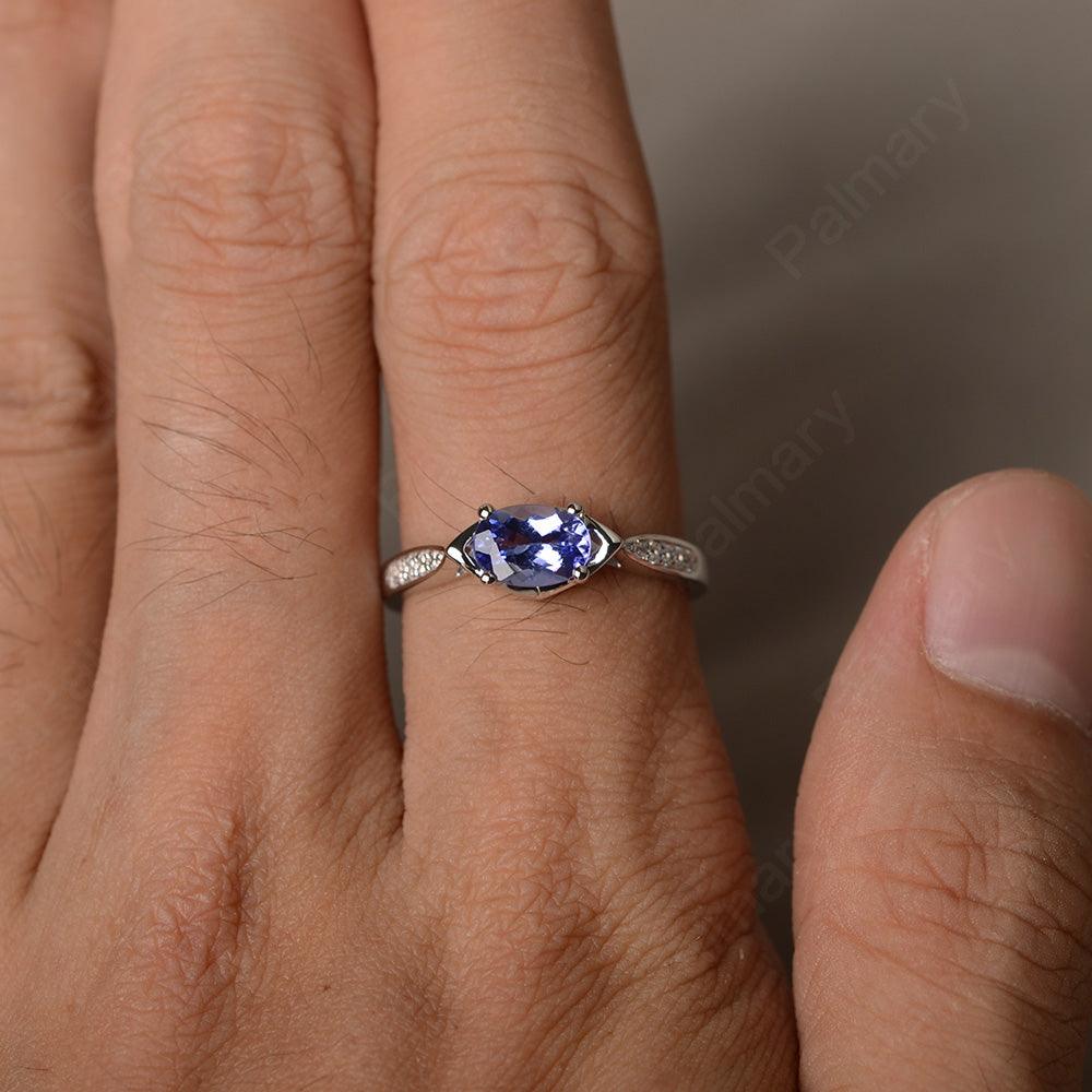 East West Oval Cut Tanzanite Wedding Ring - Palmary