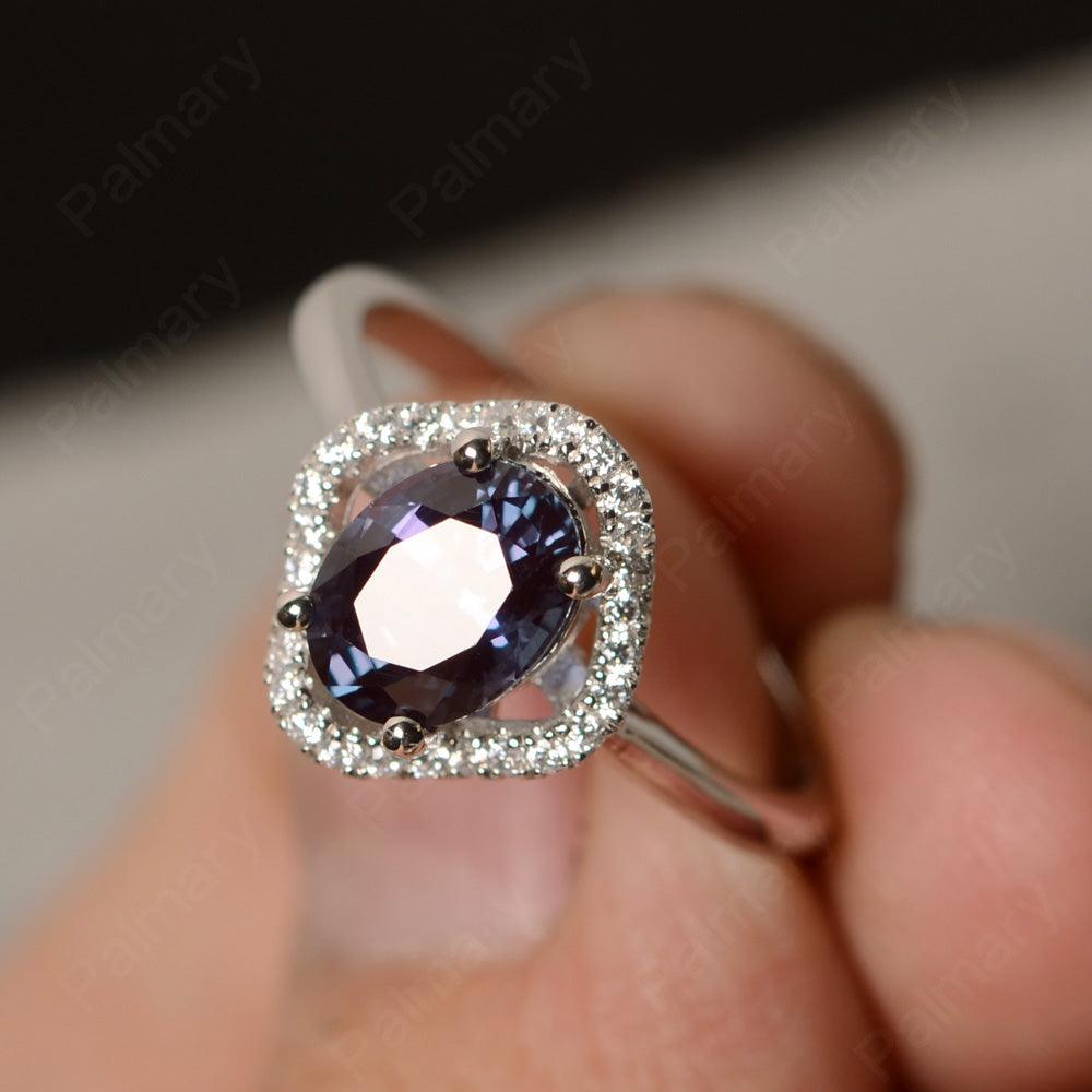 Oval Cut Alexandrite Flower Ring - Palmary