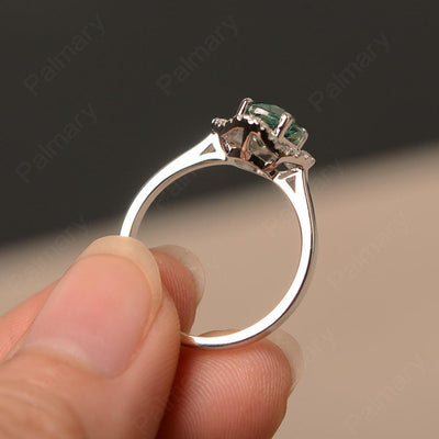 Oval Cut Green Sapphire Flower Ring - Palmary