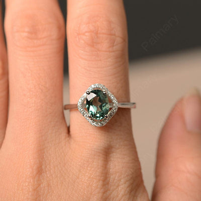 Oval Cut Green Sapphire Flower Ring - Palmary