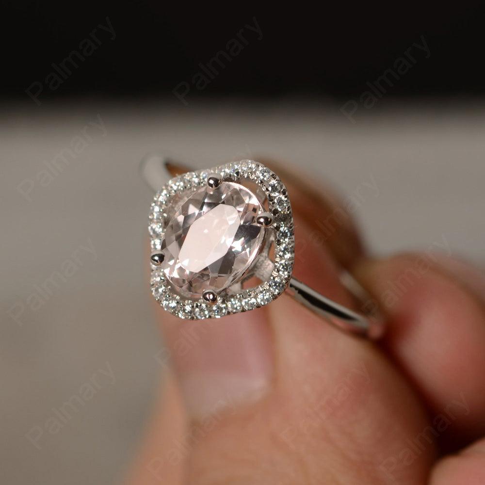 Oval Cut Morganite Flower Ring - Palmary