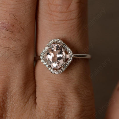 Oval Cut Morganite Flower Ring - Palmary